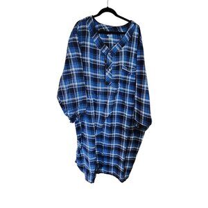 Mens Blue Plaid King Size Nightshirt Tall Size 4 / 5 XL